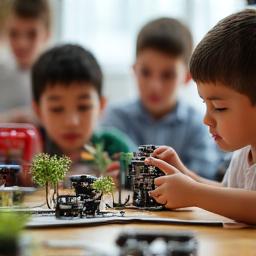 Kinderen die robots bouwen